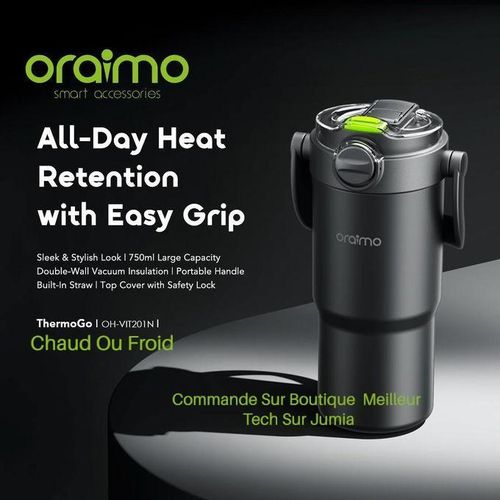 Oraimo Thermos Isotherme Acier Inoxydable 750ml - ThermoGo 750ml - Gourde Chaud ou glacé
