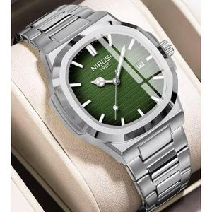 Nibosi Montre de Luxe Doré Fond Vert Pour Homme