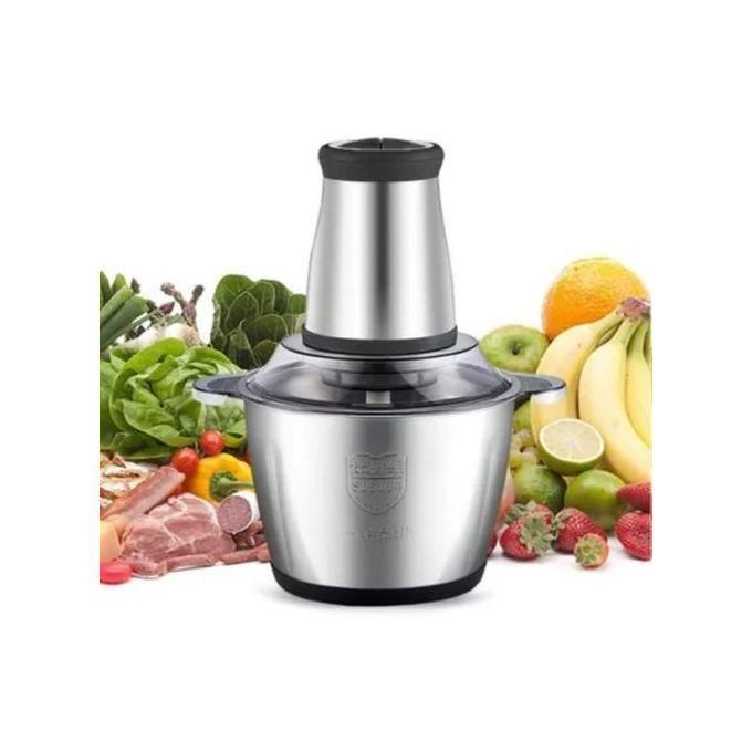 Foutoumix 3L - Hacheur De Viande - Blender - Mixeur De Foutou Graine Et Viande - Broyeur Alimentaire - Mixeur Hachoir électrique 3L - Multifonction - INOX Noir