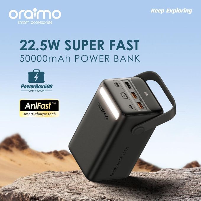 Oraimo Batterie Externe 50 000 mAh à Charge Rapide et de Grande Capacité