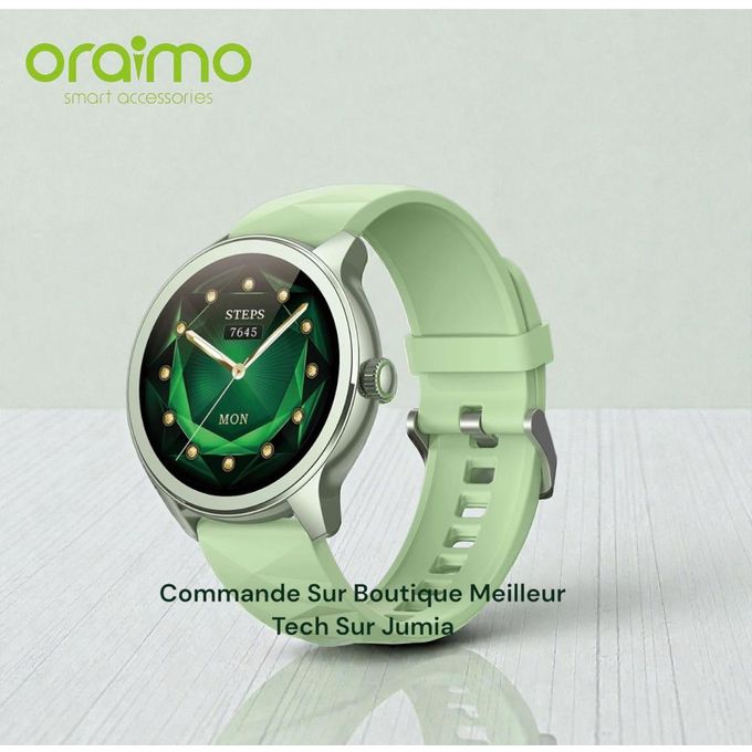 Oraimo Watch 2R OSW-30 Vert Olive - Montre Connectée Écran 1.39 HD - Appels Bluetooth