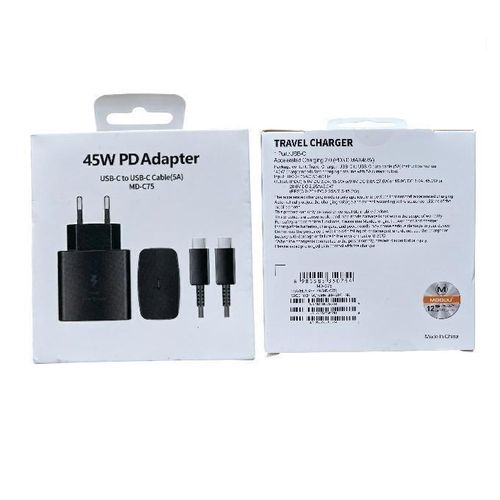 Chargeur 45W Ultra Rapide Universel Bonne Qualité Noir Meidou - Compatible Samsung Xiaomi Tecno IPhone Type-C Etc