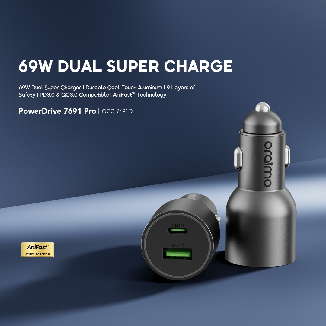 Oraimo PowerDrive OCC-7691 Pro - Chargeur de Voiture - 69W